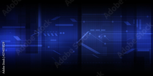 Digital science fiction circuit grid line patterns on dark blue.Futuristic concept.