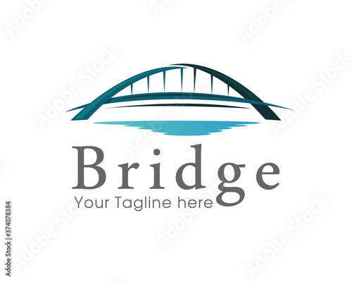 abstract Bridge drawing art logo design template
