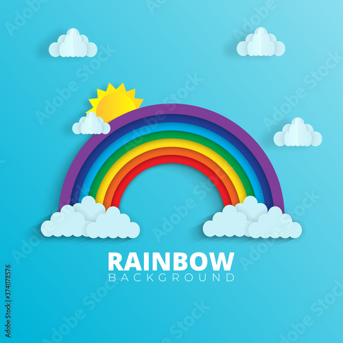 Abstract of the Rainbow. Design paper art for clouds, sun and rainbows. paper cut and craft designs. vector illustration.