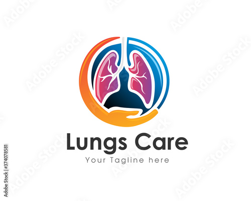 Circle lungs health care logo symbol design template