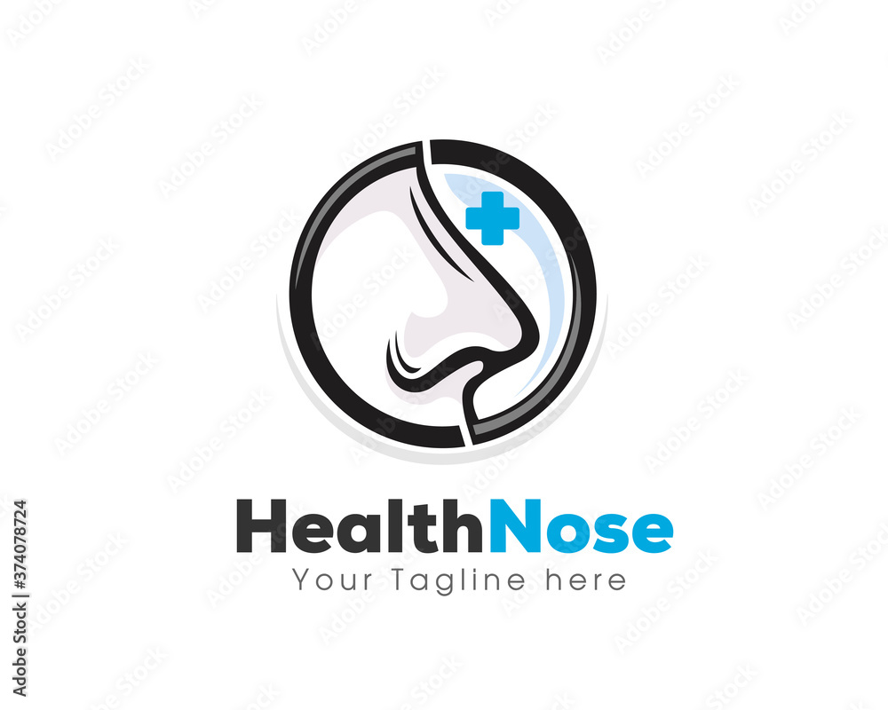 circle Nose line art drawing logo, icon, symbol template design