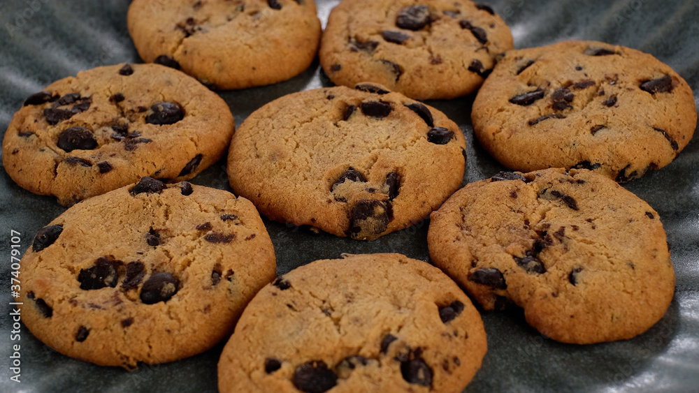 cookie with chocolate close up cookie with chocolate close up