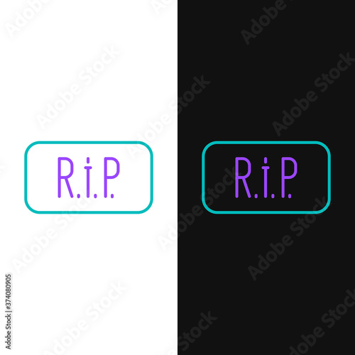 Line Speech bubble rip death icon isolated on white and black background. Colorful outline concept. Vector.