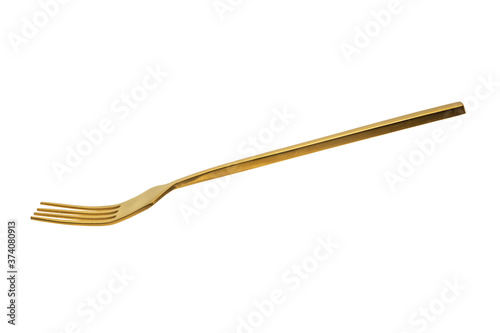 Luxury gold fork isolated on white background.Clipping path included.