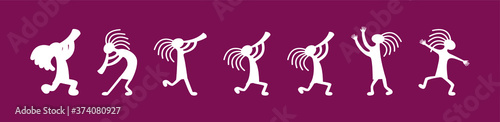 set of kokopeli or mythical flute player icon design template with various models. vector illustration