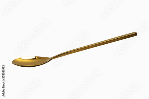 Luxury gold spoon isolated on white background.Clipping path included.