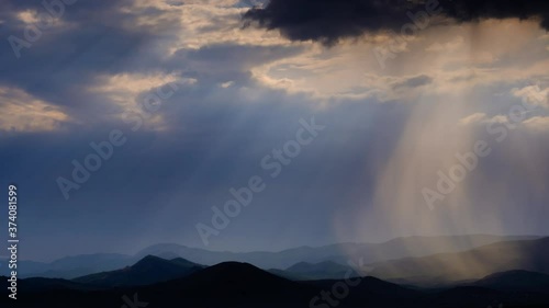 rays of light over the mountains timelapse