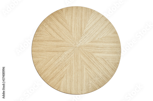 Modern wooden coffee table isolated against white background