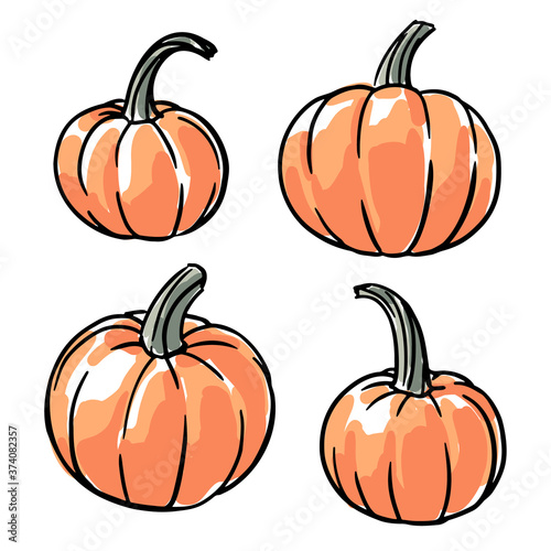 Set of hand-drawn pumpkins