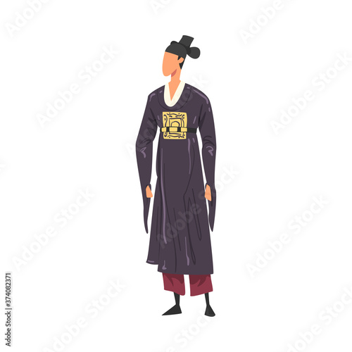 Man in Japan National lothing, Male Representative of Country in Traditional Outfit of Nation Cartoon Style Vector Illustration