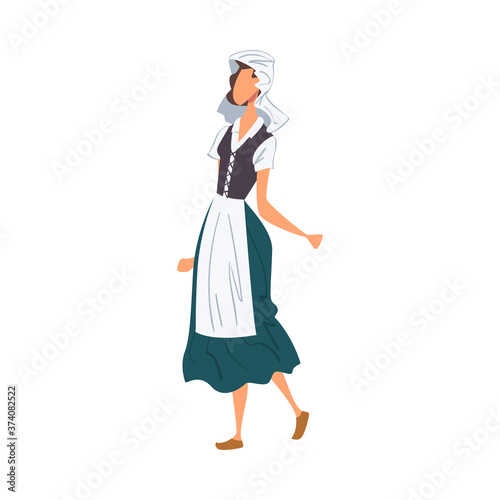 Woman in Holland National lothing, Female Representative of Country in Traditional Outfit of Nation Cartoon Style Vector Illustration