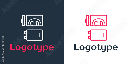 Logotype line Crematorium icon isolated on white background. Logo design template element. Vector.