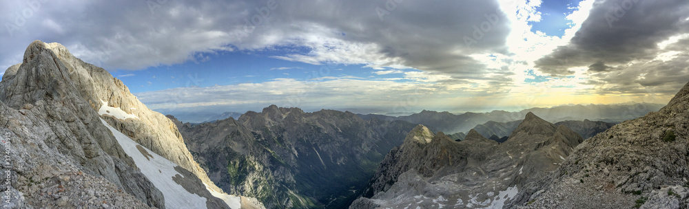 Triglav mountain panorama scenery, in Triglavski National Park, Slovenia
