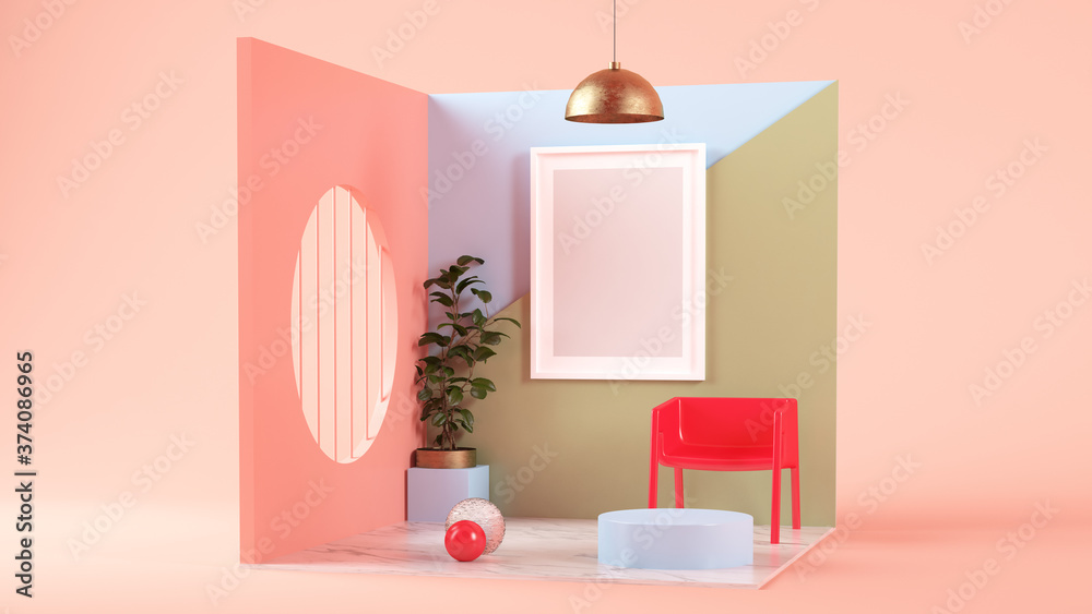 Obraz premium Frame mock up on surreal room