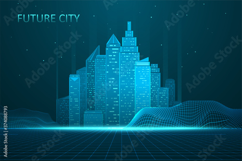 Future city skyline illustration