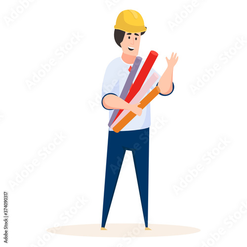 
A building construction planner, architect flat illustration design  

