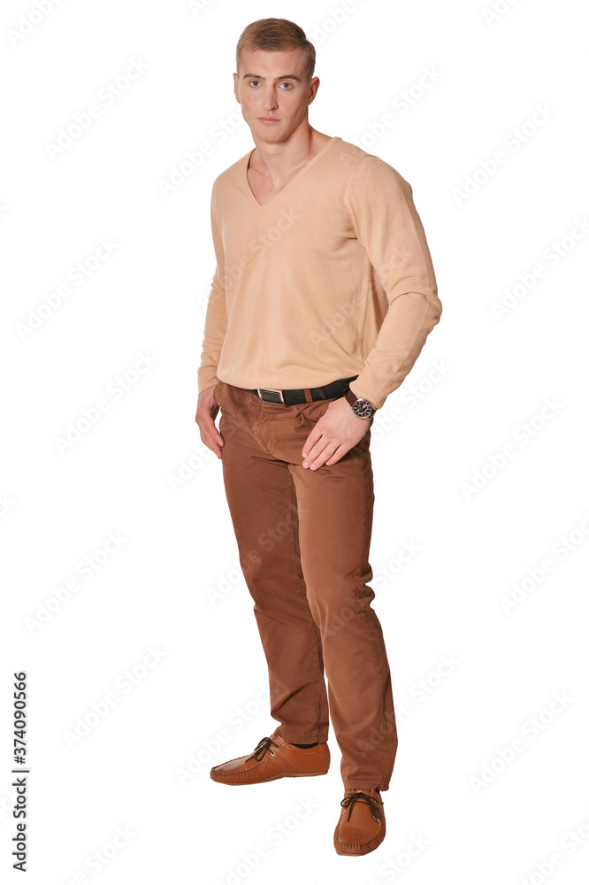 Fototapeta premium Portrait of handsome young man wearing casual clothing