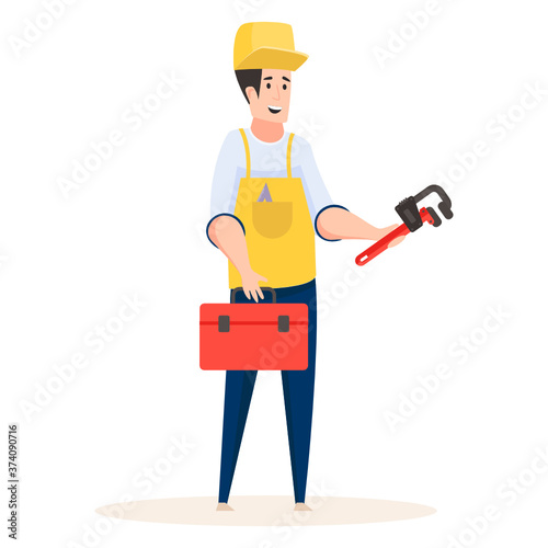 
Professional plumber vector in flat style, serviceman 
