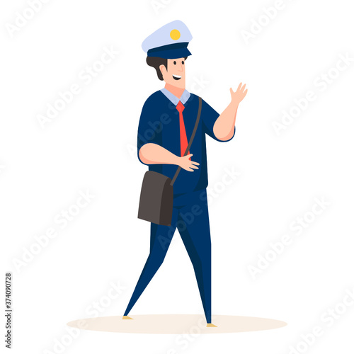 
Flat illustration design of postman, mailman vector 
