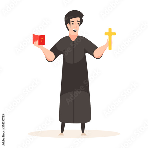 
Priest illustration design, church minister concept design 
