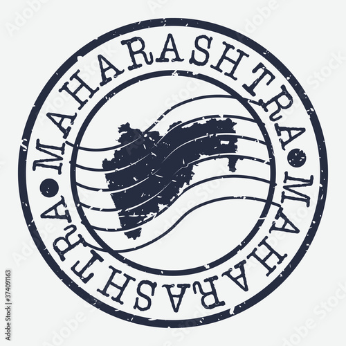 Maharashtra India Stamp Postal. Map Silhouette Seal. Passport Round Design. Vector Icon. Design Retro Travel.