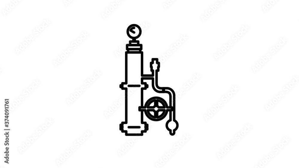 Fountain Fittings Oil Wells Pipelines line icon on the Alpha Channel Fountain Fittings Oil Wells Pipelines line icon on the Alpha Channel