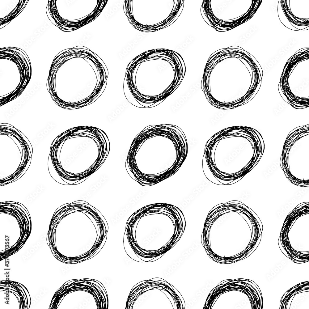 Seamless pattern with sketch ellipses shape