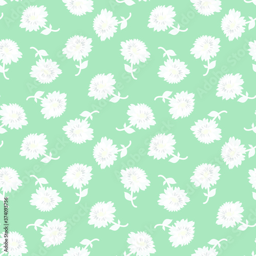 Seamless leaves with vector flower Pattern on Background