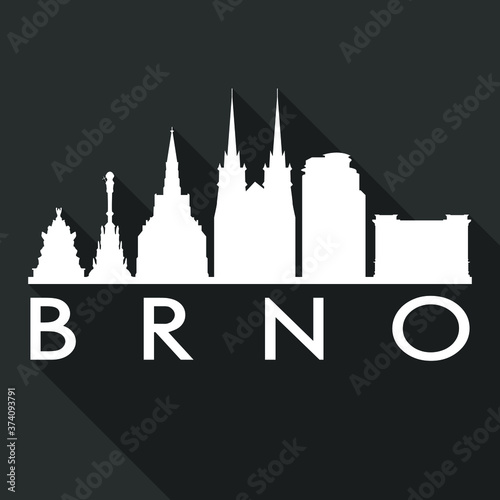 Brno Flat Icon Skyline Silhouette Design City Vector Art Famous Buildings.