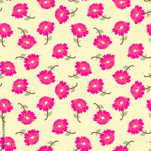 Seamless leaves with vector flower Pattern on gar Background