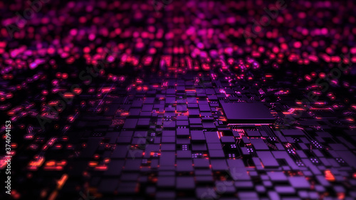 Obraz na plátně Microprocessor chipset central processor unit on the illumination circuit computer mainboard