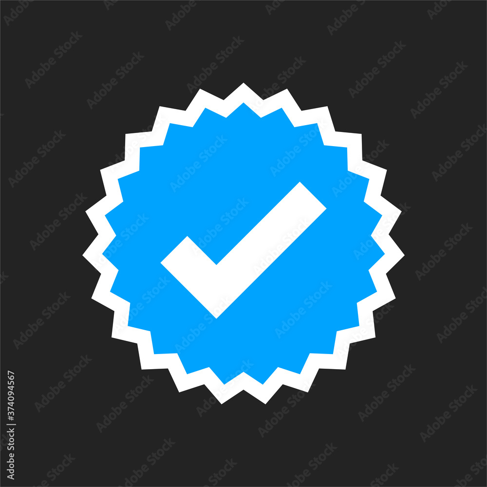 Vector illustration of a blue checklist verified social media icon. Vector illustration of a blue checklist verified social media icon.