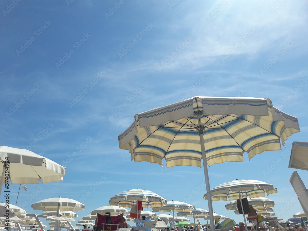 umbrellas on the beach in summer