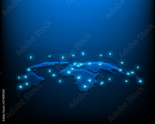 Currency Exchange network and money transfer illustration eps10 vector