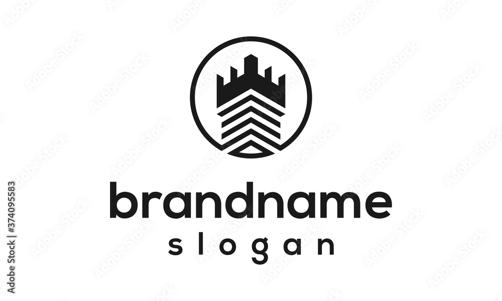 Obraz premium Modern castle logo design vector