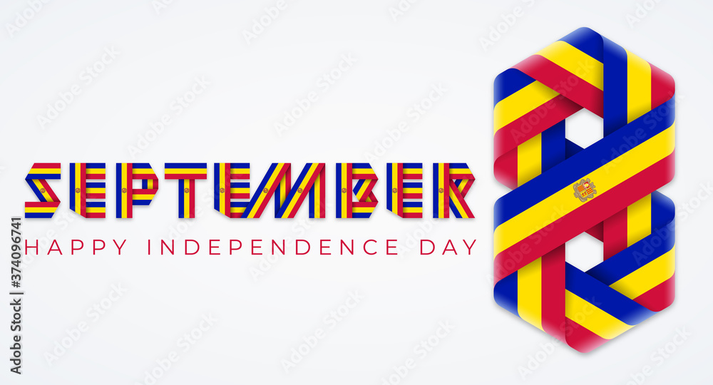 September 8, Andorra Independence Day congratulatory design with andorran flag elements. Vector illustration.