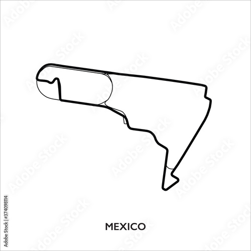 Mexico circuit. Motorsport race track vector map