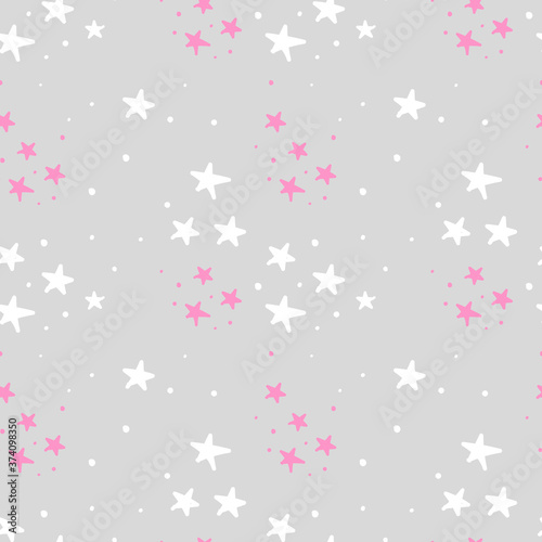Childish seamless pattern with stars.