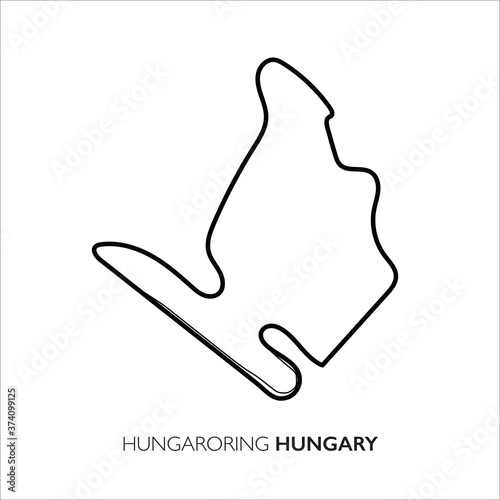 Hungaroring circuit, Hungary. Motorsport race track vector map