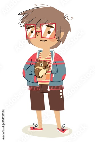 Little boy with a hamster