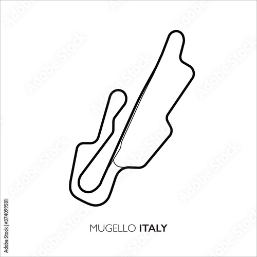 Mugello circuit, Italy. Motorsport race track vector map photo