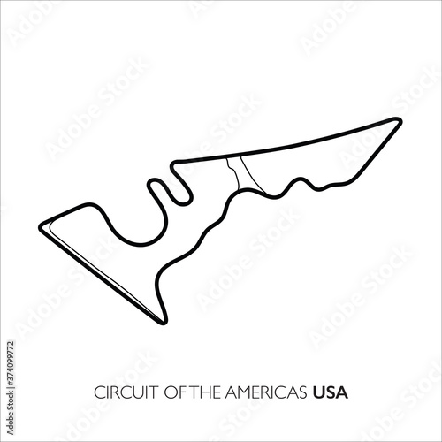 Circuit of the Americas circuit. Motorsport race track vector map