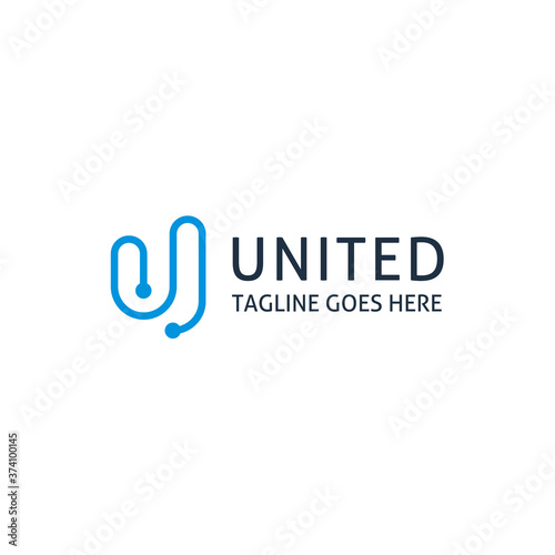 Initial Letter U with simple modern line logo design