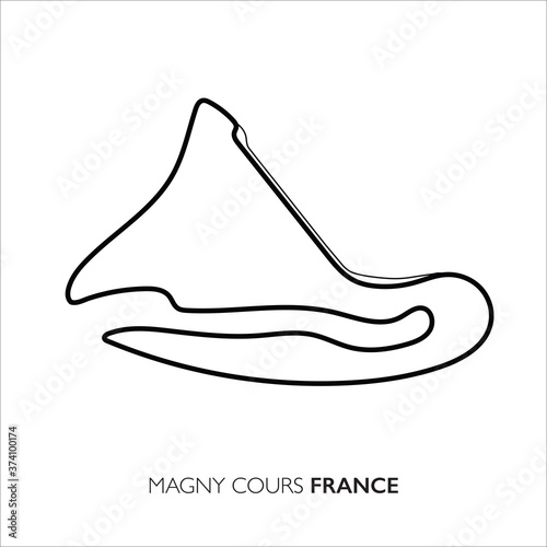 Magny Cours circuit, France. Motorsport race track vector map