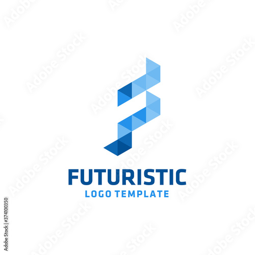 Modern Initial Letter F with simple low poly triangle polygon logo design