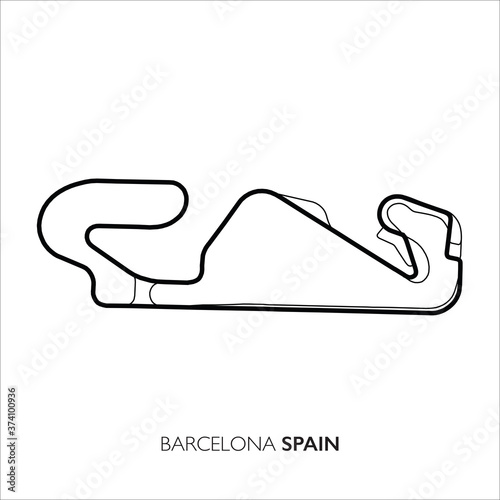 Barcelona circuit, Spain. Motorsport race track vector map