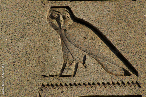 Lechuza tallada en el obelisco de Teodosio(1450a.c.).Jardines y esplanada del hipodromo.Sutanahmet.Estambul.Turquia. photo