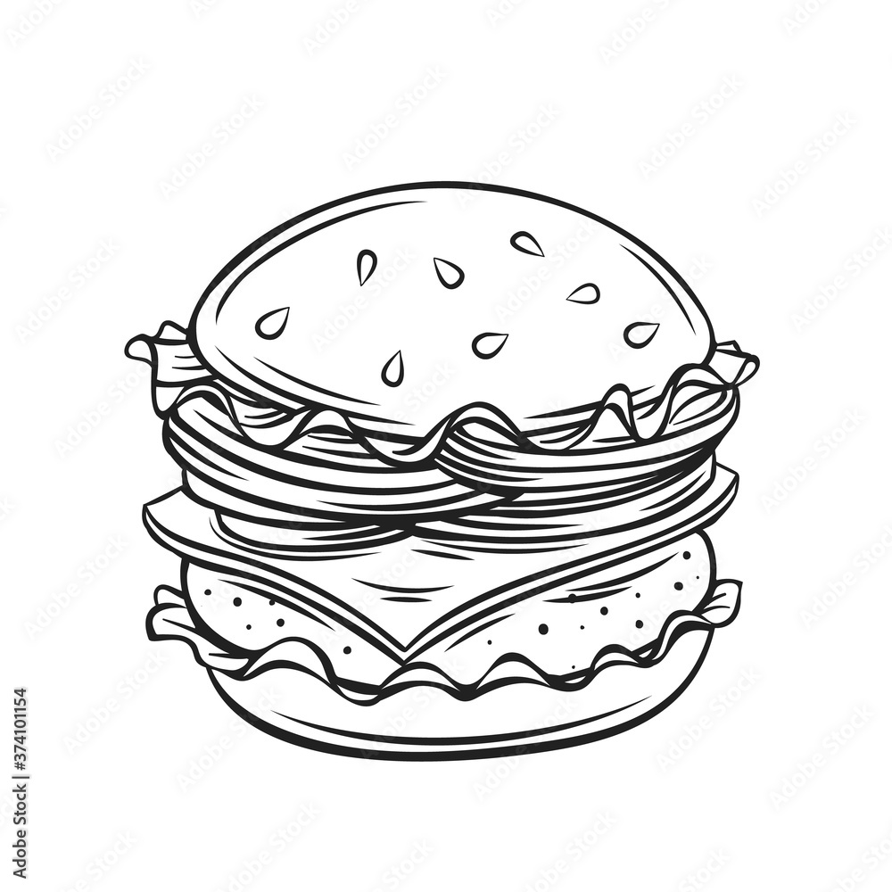 Hamburger or cheeseburger cartoon icon Hamburger or cheeseburger cartoon icon