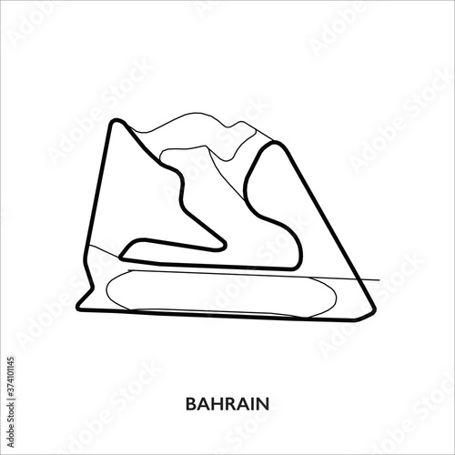 Bahrain International circuit. Motorsport race track vector map photo
