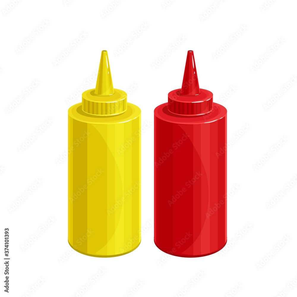 Mustard and ketchup cartoon icon Mustard and ketchup cartoon icon
